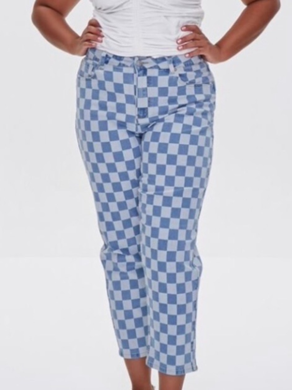 Forever 21 Checkered Denim Jeans
